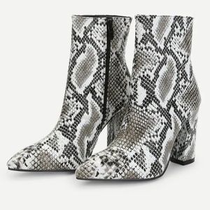 Faux Snakeskin Booties